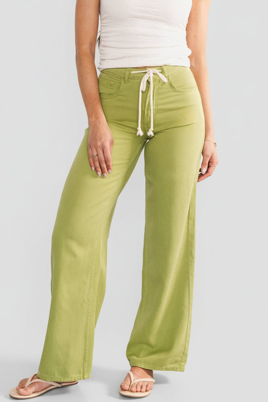 Mabel Mid Rise Soft Denim Pants | Green