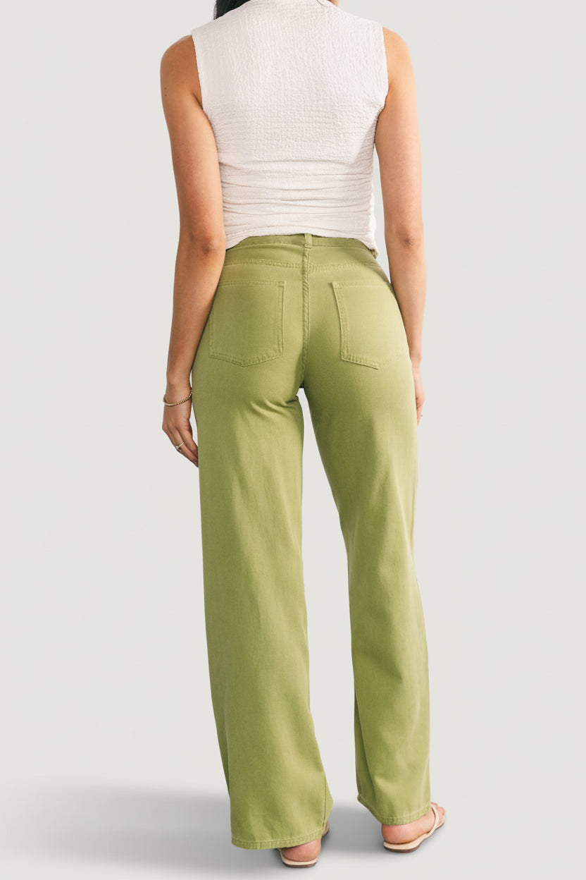Mabel Mid Rise Soft Denim Pants | Green