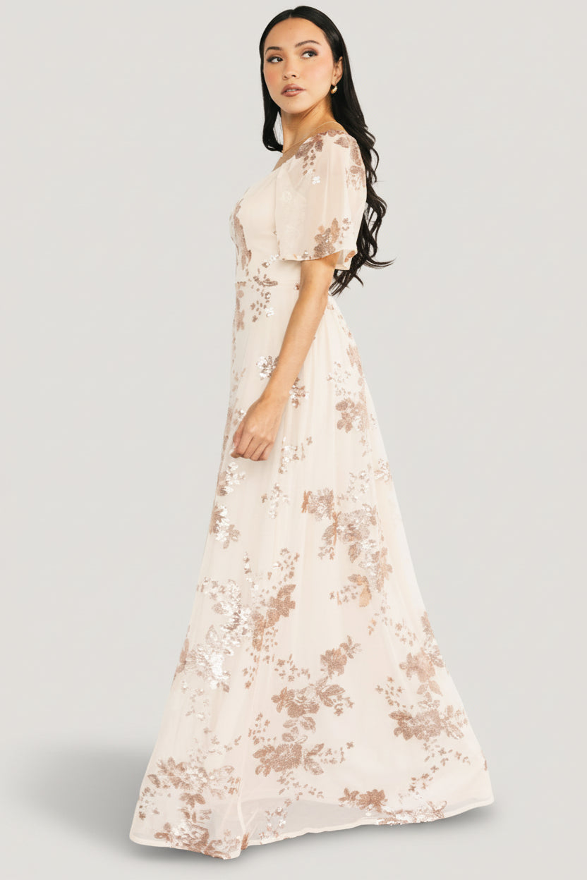 Baltic Born Womens Karina Sequin Maxi Dress | Champagne
