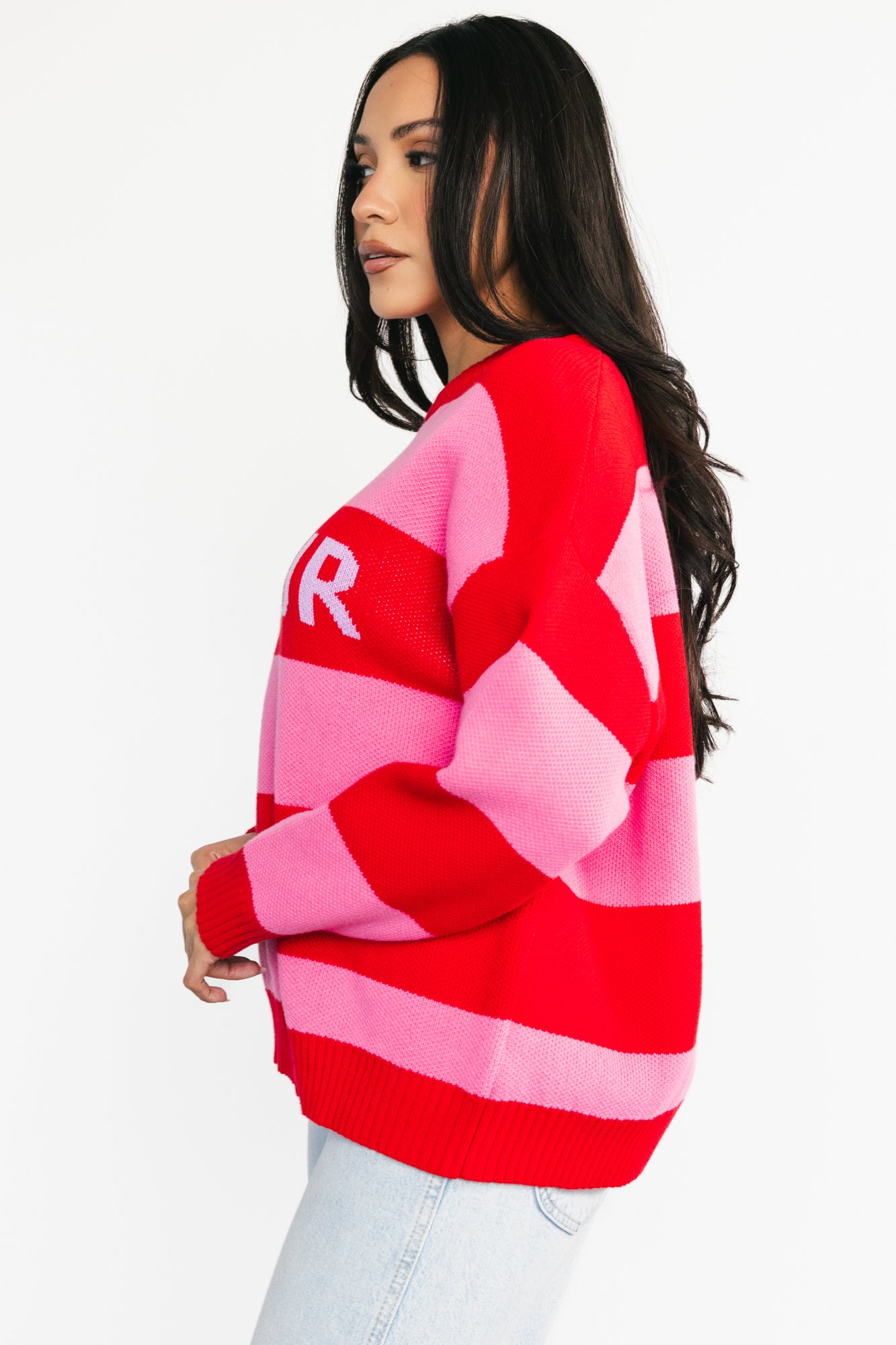Amour Striped Sweater | Pink + Red