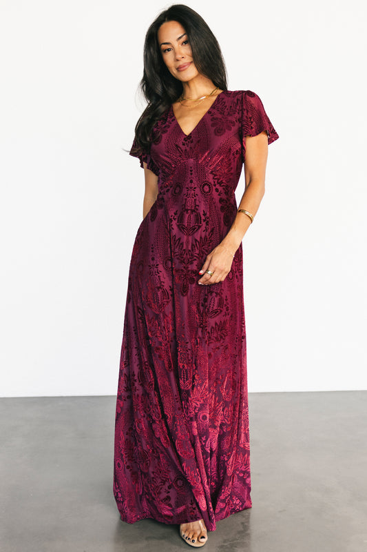 Kimberly Velvet Maxi Dress | Wine