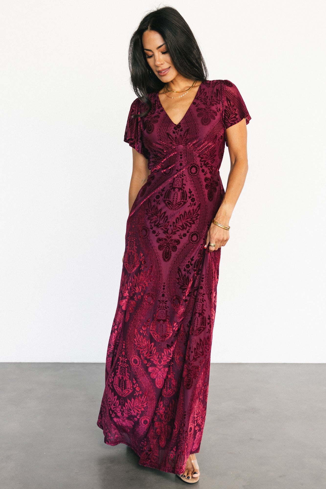 crushin it burgundy velvet maxi dress Lulu's Crushin' It Burgundy Velvet Maxi Dress Formal Long Gown Small NWT