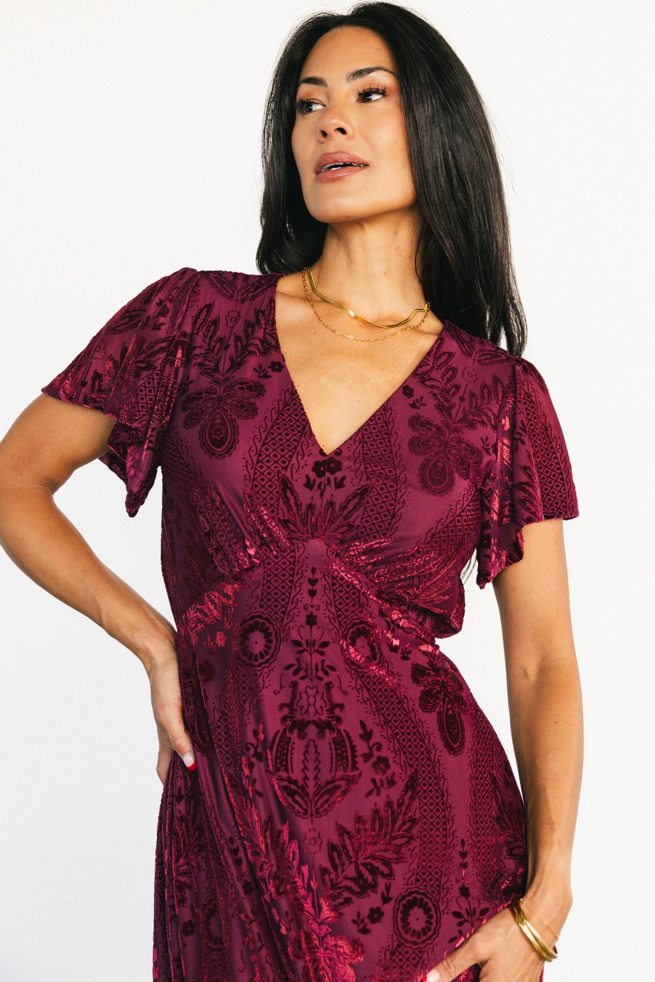 Baltic Born Womens Kimberly Velvet Maxi Dress | Wine | Size: 3XL Baltic Born Womens Kimberly Velvet Maxi Dress | Wine | Size: 3XL