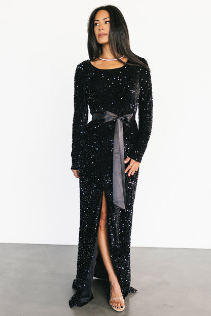 Julia Sequin Maxi Dress | Black
