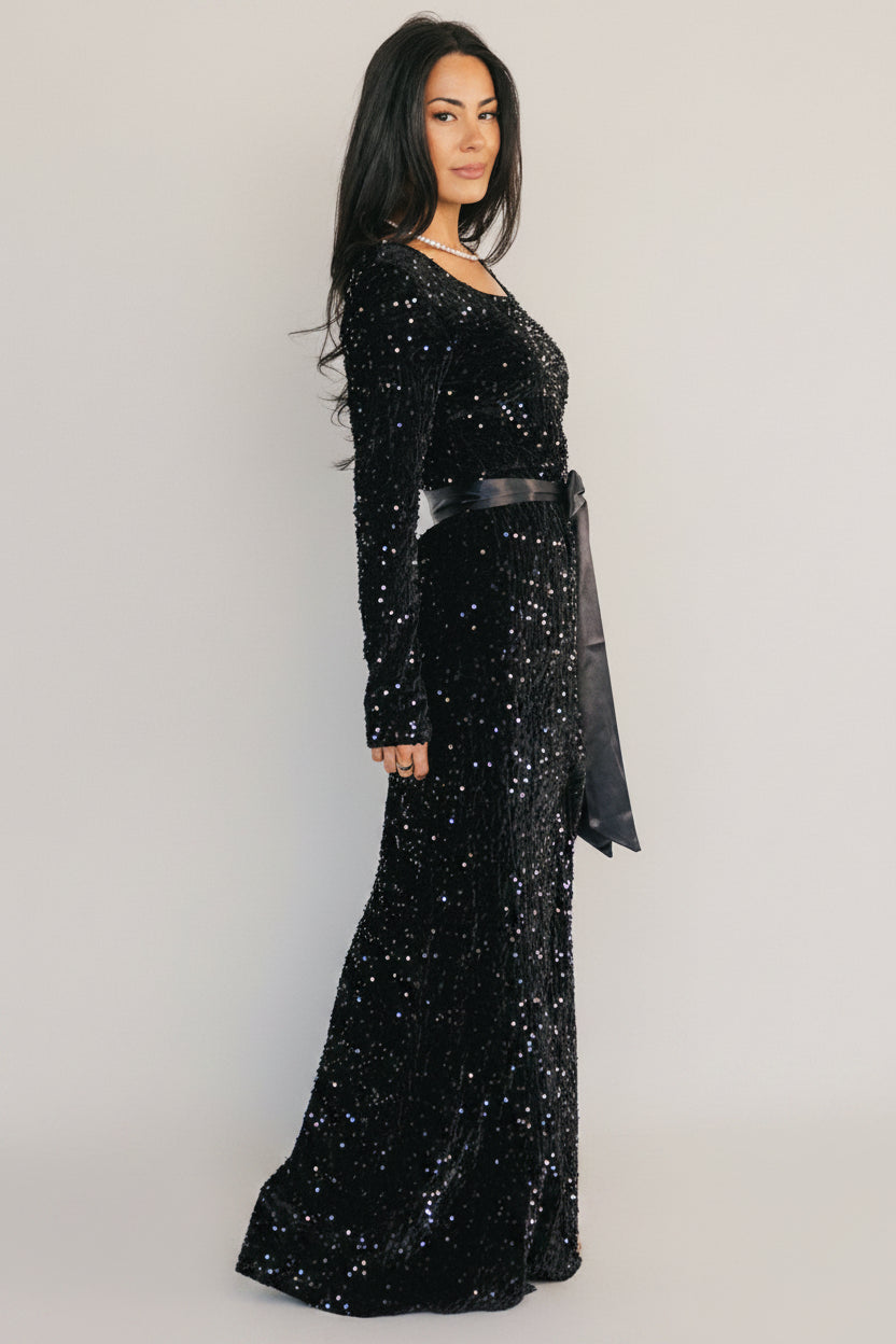 Baltic Born Womens Julia Sequin Maxi Dress | Black | Size: Small Baltic Born Womens Julia Sequin Maxi Dress | Black | Size: Small