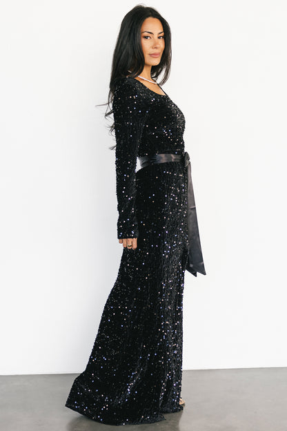 Julia Sequin Maxi Dress | Black