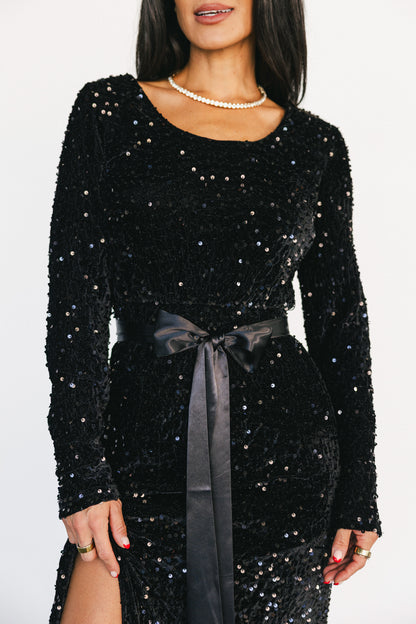 Julia Sequin Maxi Dress | Black