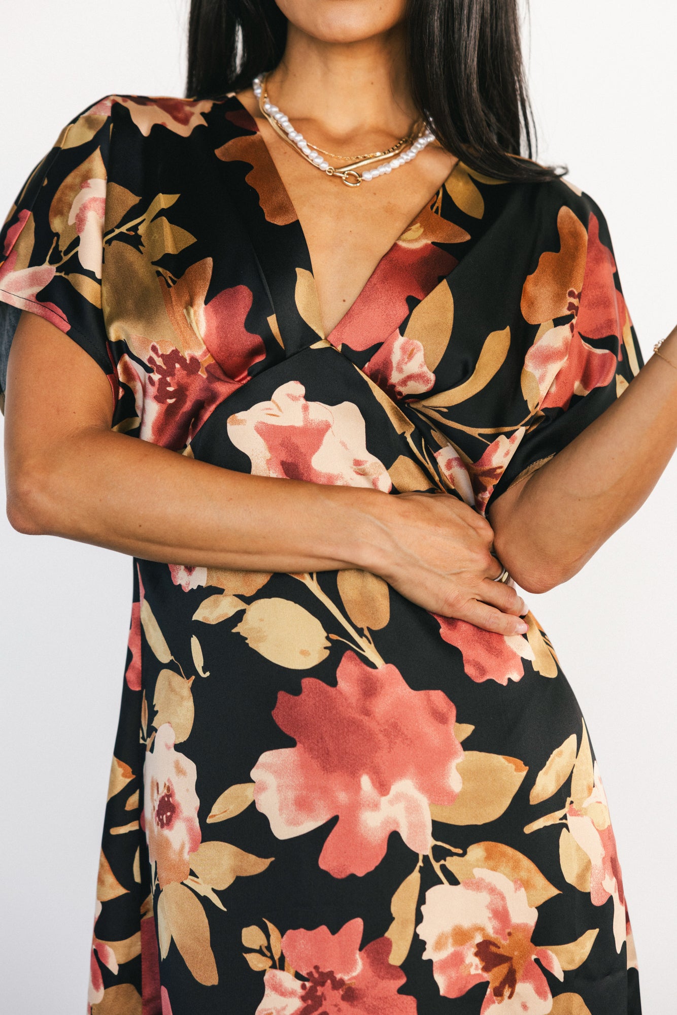 Milana Satin Maxi Dress Black Floral Maxi | Baltic Born S Milana Satin Maxi Dress Black Floral Maxi | Baltic Born S