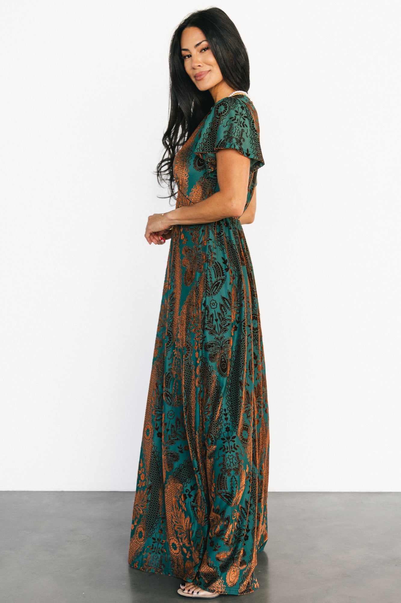 Baltic Born Womens Kimberly Velvet Maxi Dress | Jade + Bronze | Size: 3XL Baltic Born Womens Kimberly Velvet Maxi Dress | Jade + Bronze | Size: 3XL