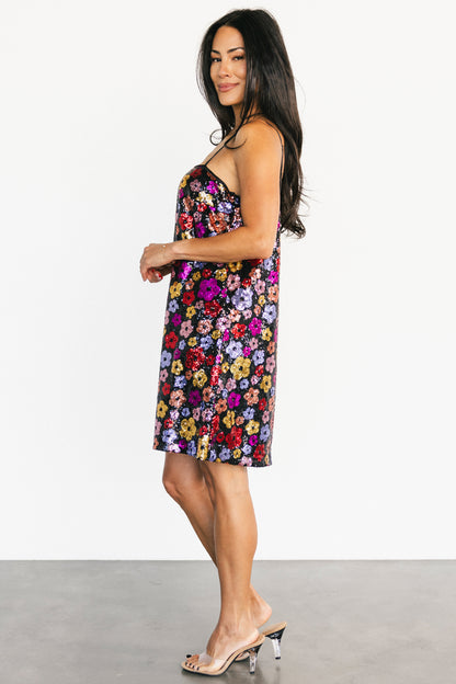 Malia Sequin Mini Dress | Black Multi