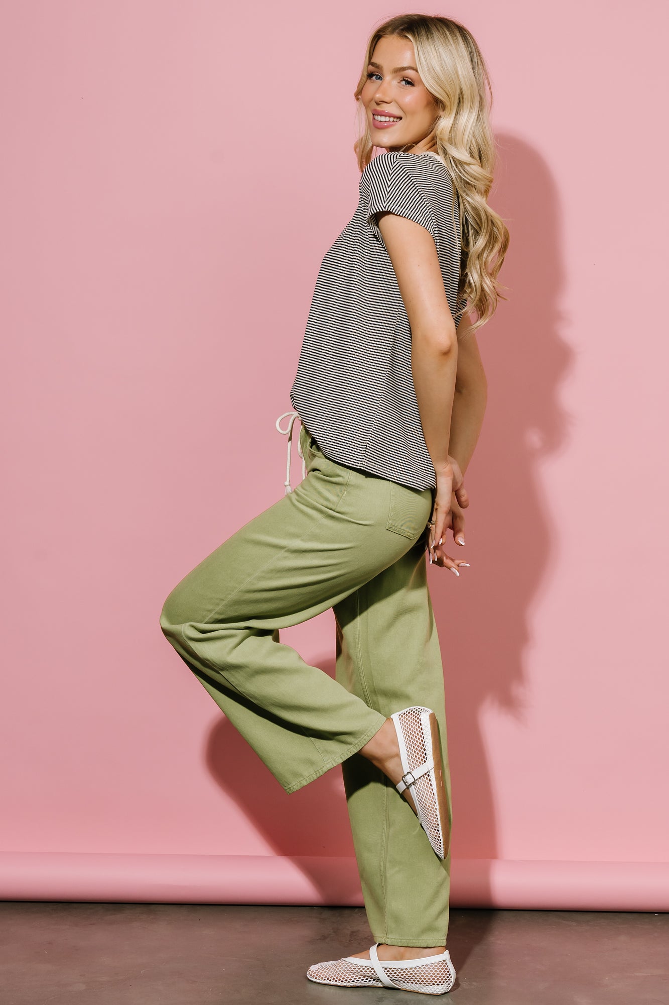 Mabel Mid Rise Soft Denim Pants | Green