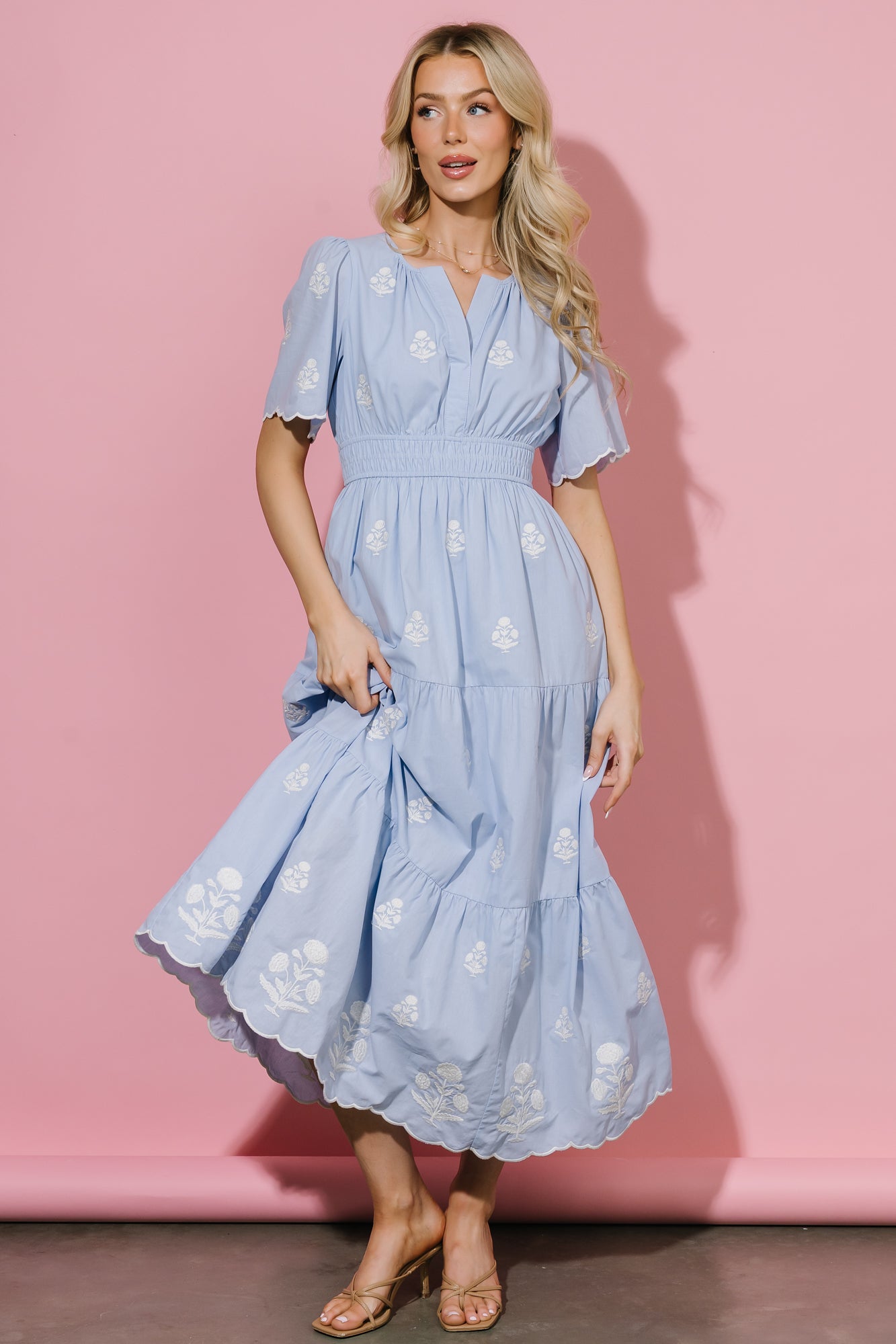 Delilah Embroidered Maxi Dress | Blue