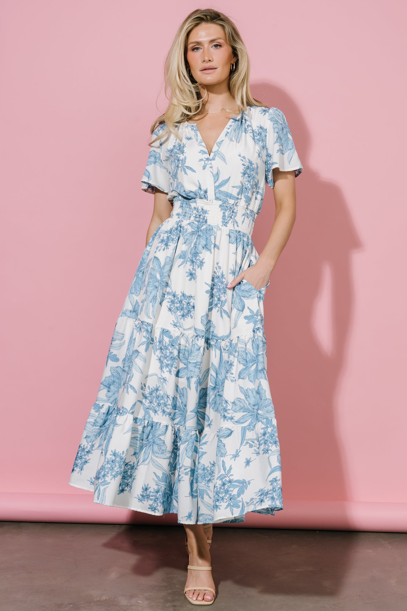 Baltic Born Womens Holland Dress | Off White + Blue