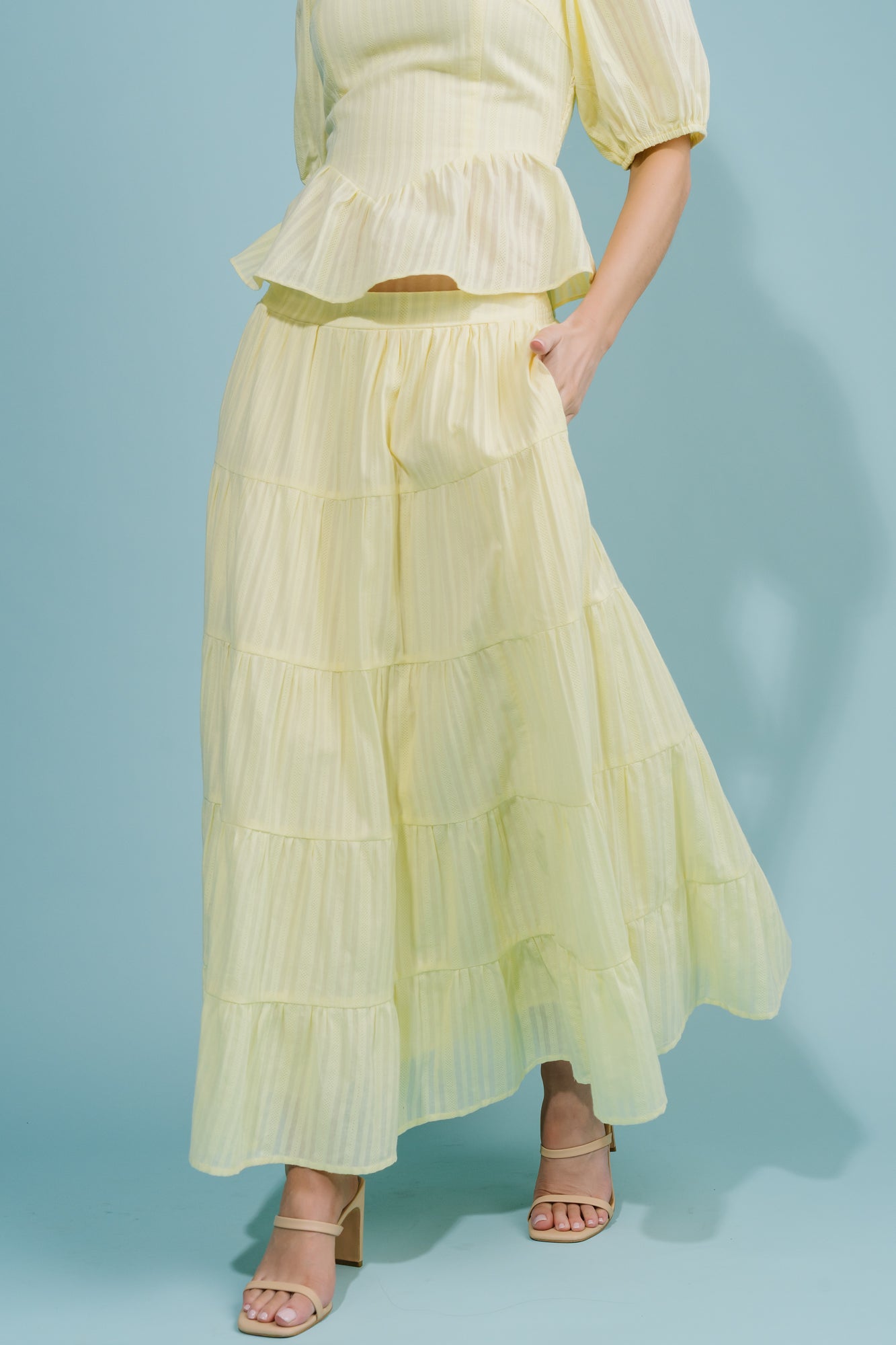 Candace Top + Skirt Set | Light Yellow