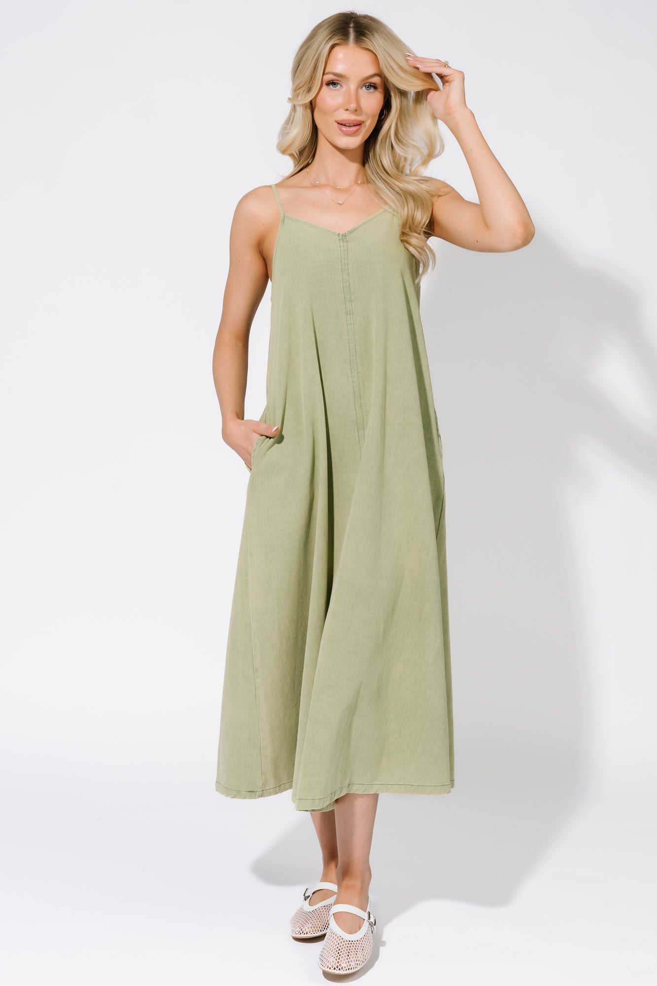 olive green dress with pockets Baltic Born Womens Marcia Maxi Dress | Green