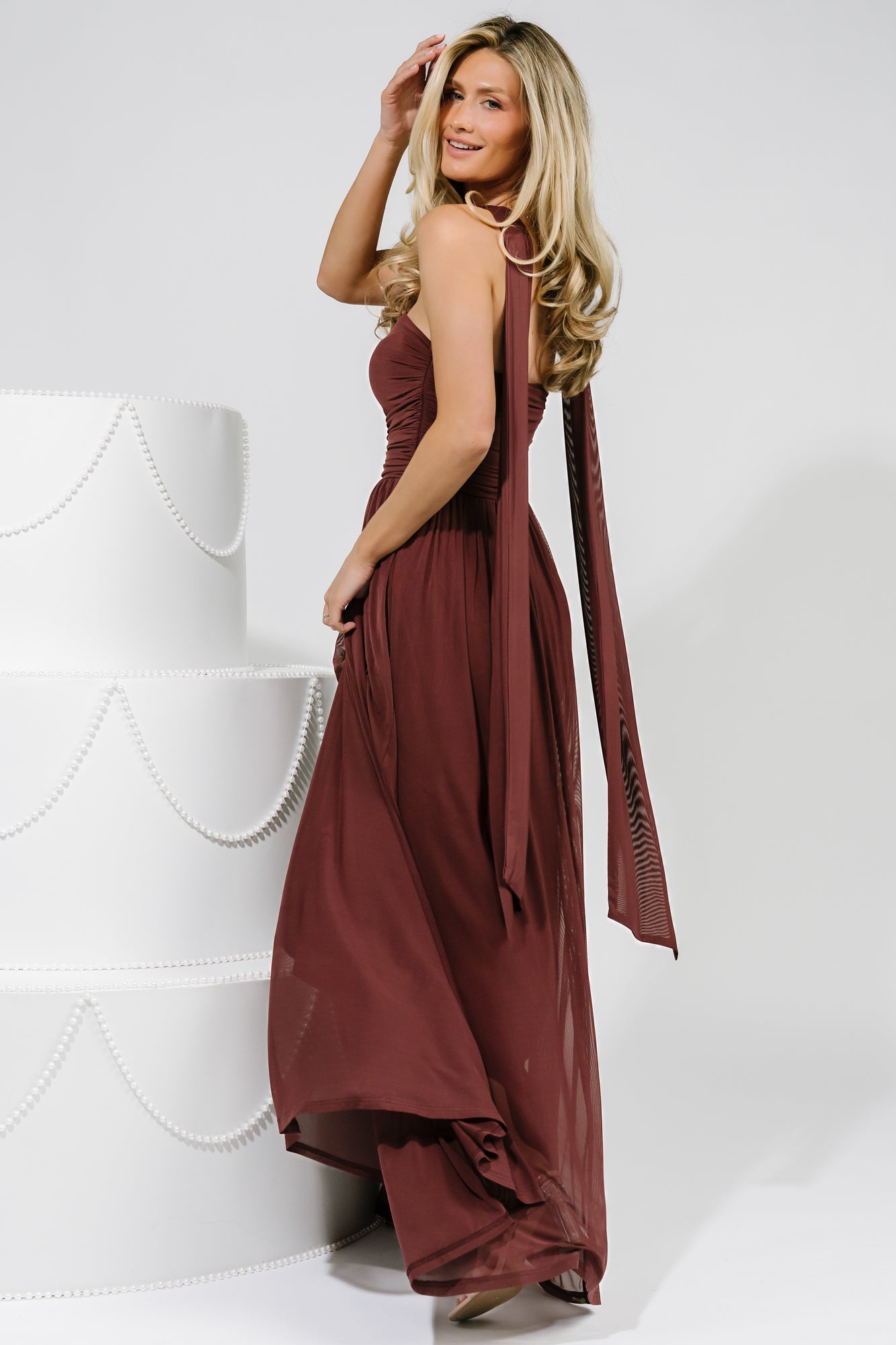 Elias Strapless Maxi Dress | Mahogany