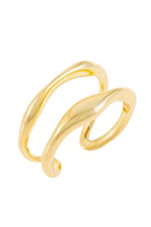 Front-facing product shot of the Florence ring in gold highlighting the open wave silhouette and polished surface on a white backdrop.