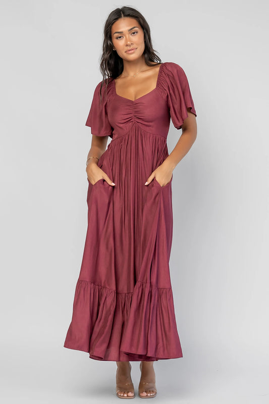 Anisa Midi Dress | Burgundy