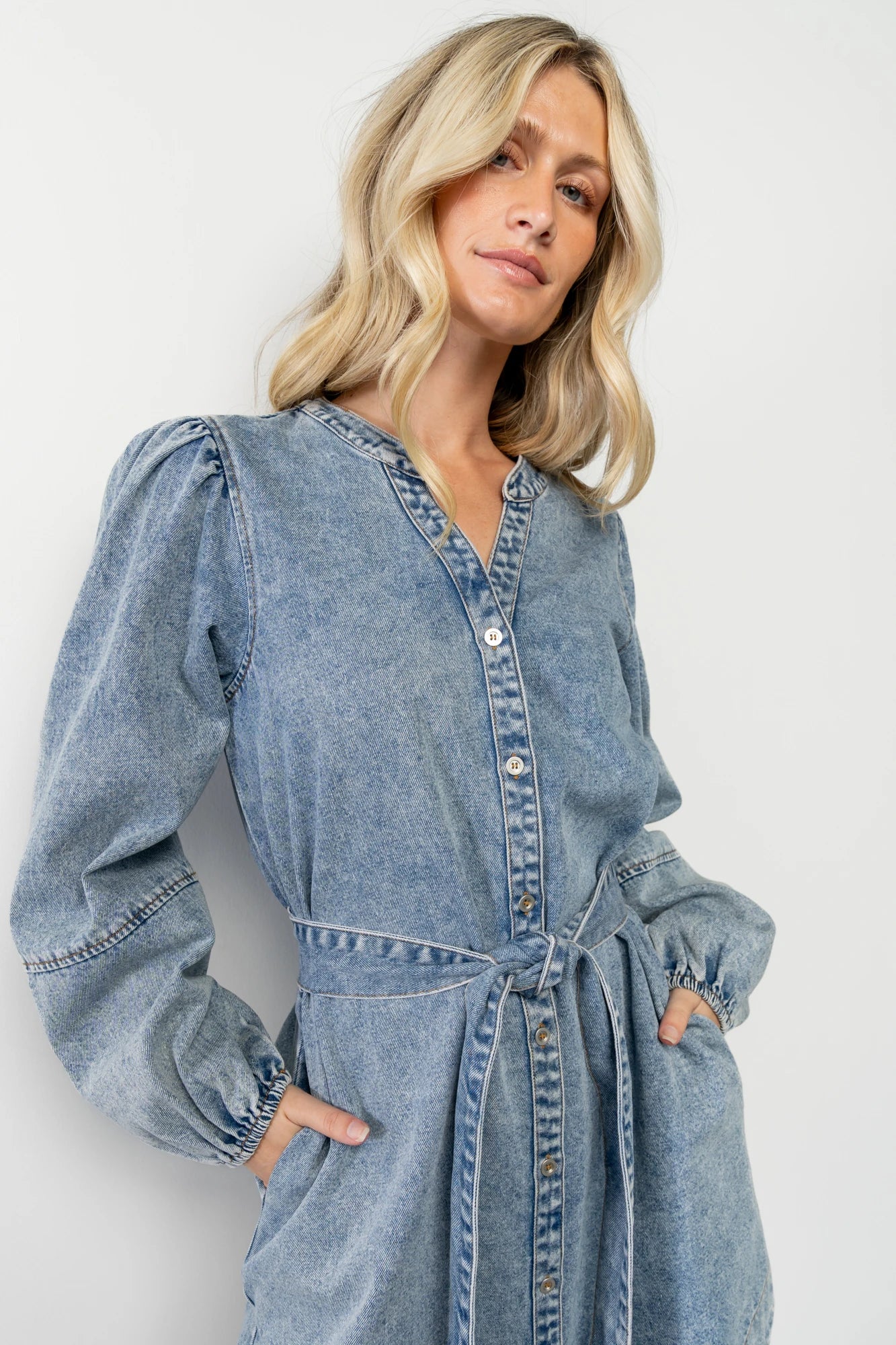 Baltic Born Womens Tora Denim Dress | Light Wash