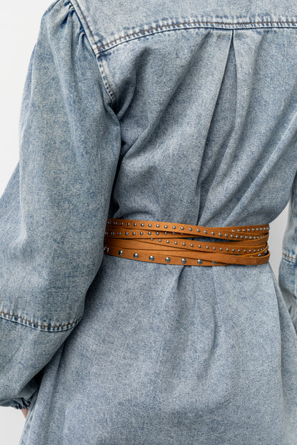 Gabrielle Layered Faux Suede Belt | Brown