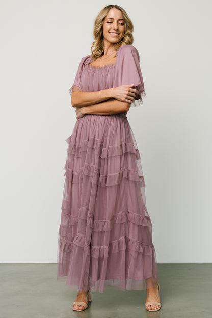 Magdalena Tulle Maxi Dress | Dusty Orchid