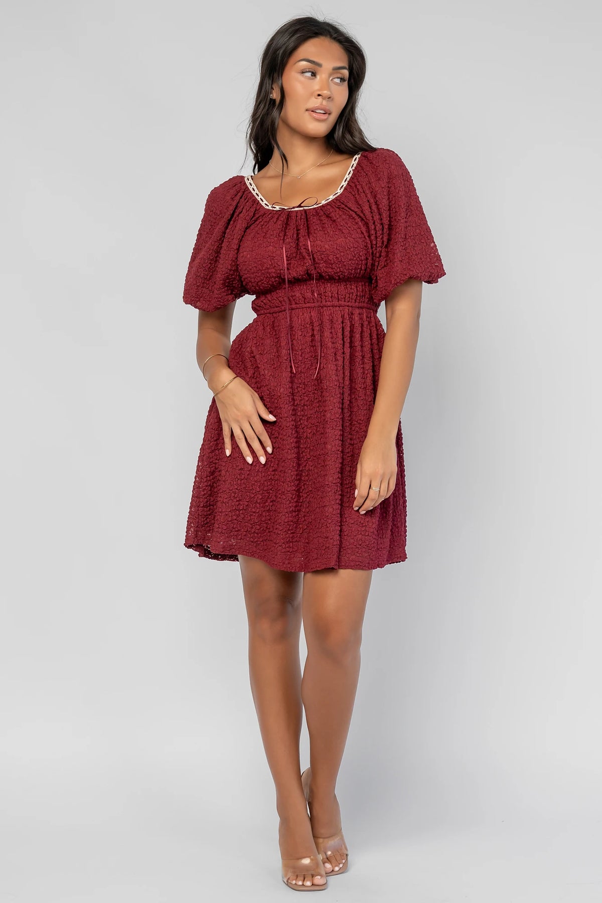 Gwyneth Short Dress | Burgundy