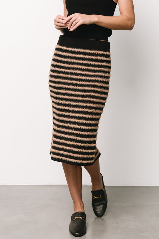 Mitzi Knit Midi Skirt | Black + Camel