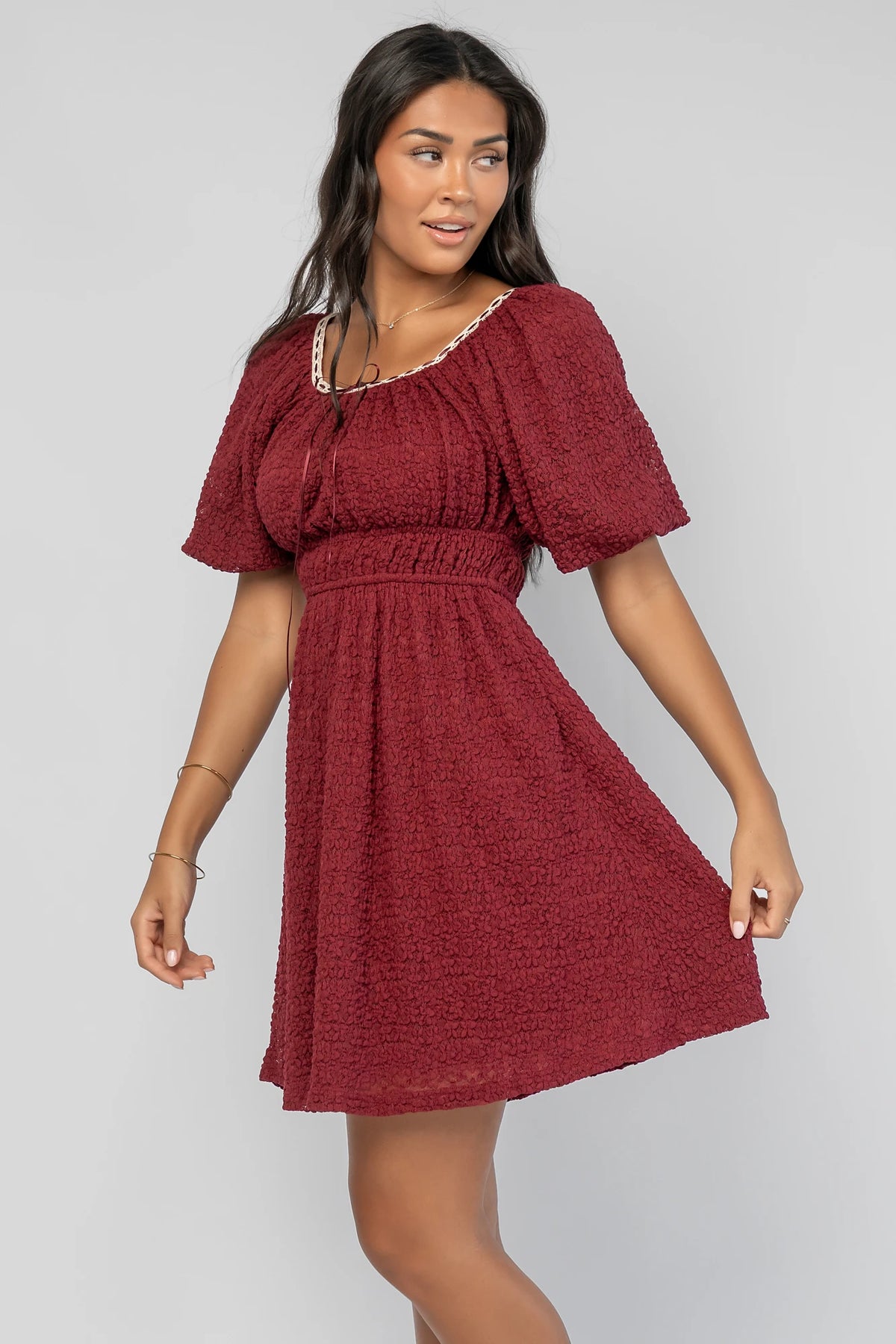 Gwyneth Short Dress | Burgundy