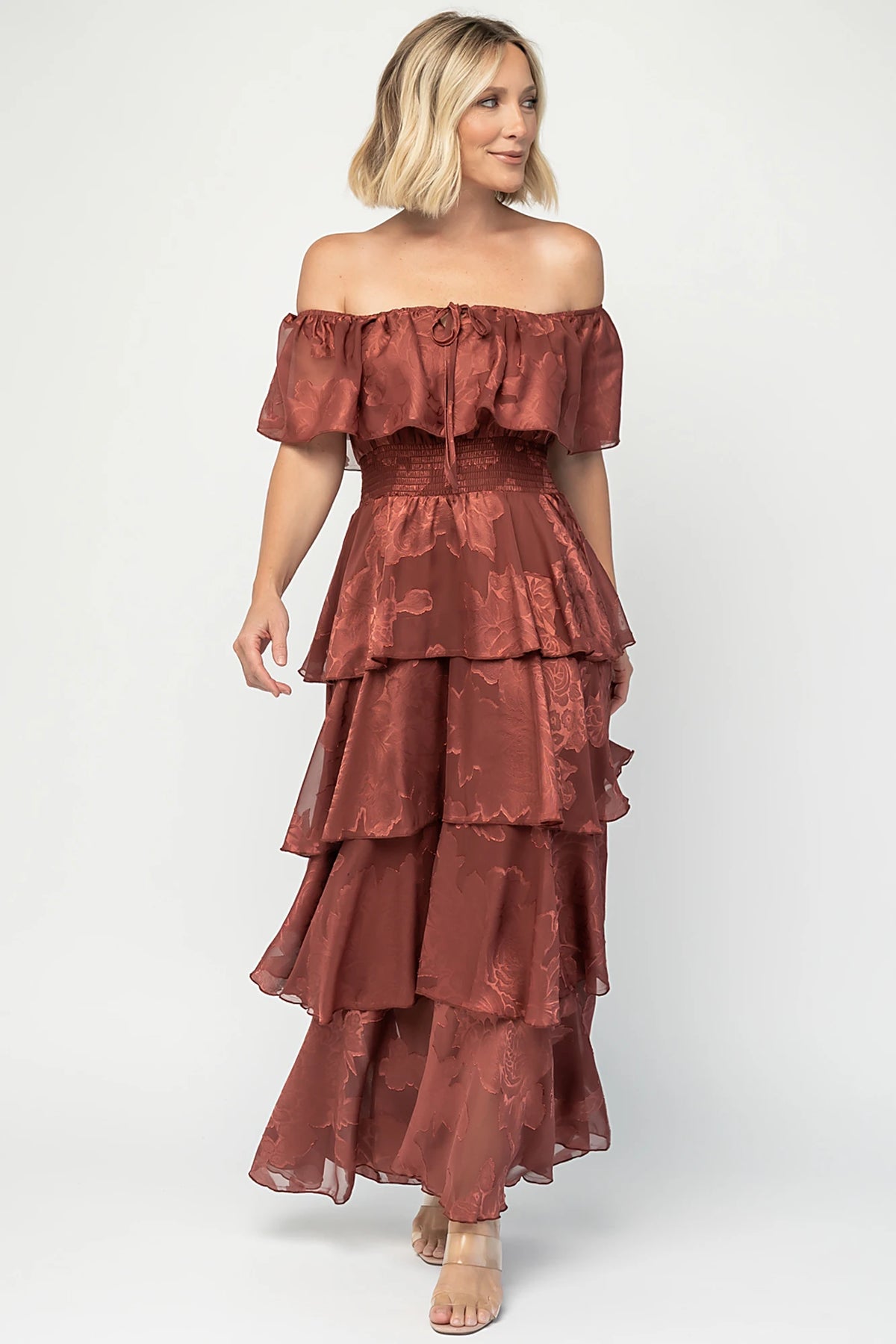 Carina Off Shoulder Maxi Dress | Marsala
