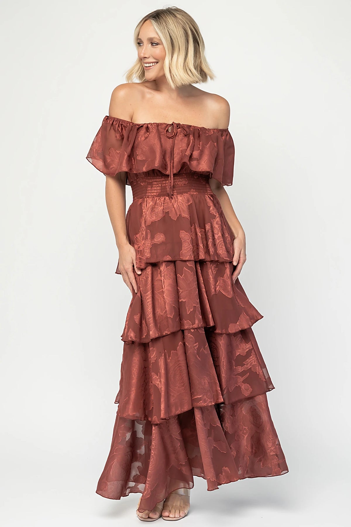 Carina Off Shoulder Maxi Dress | Marsala