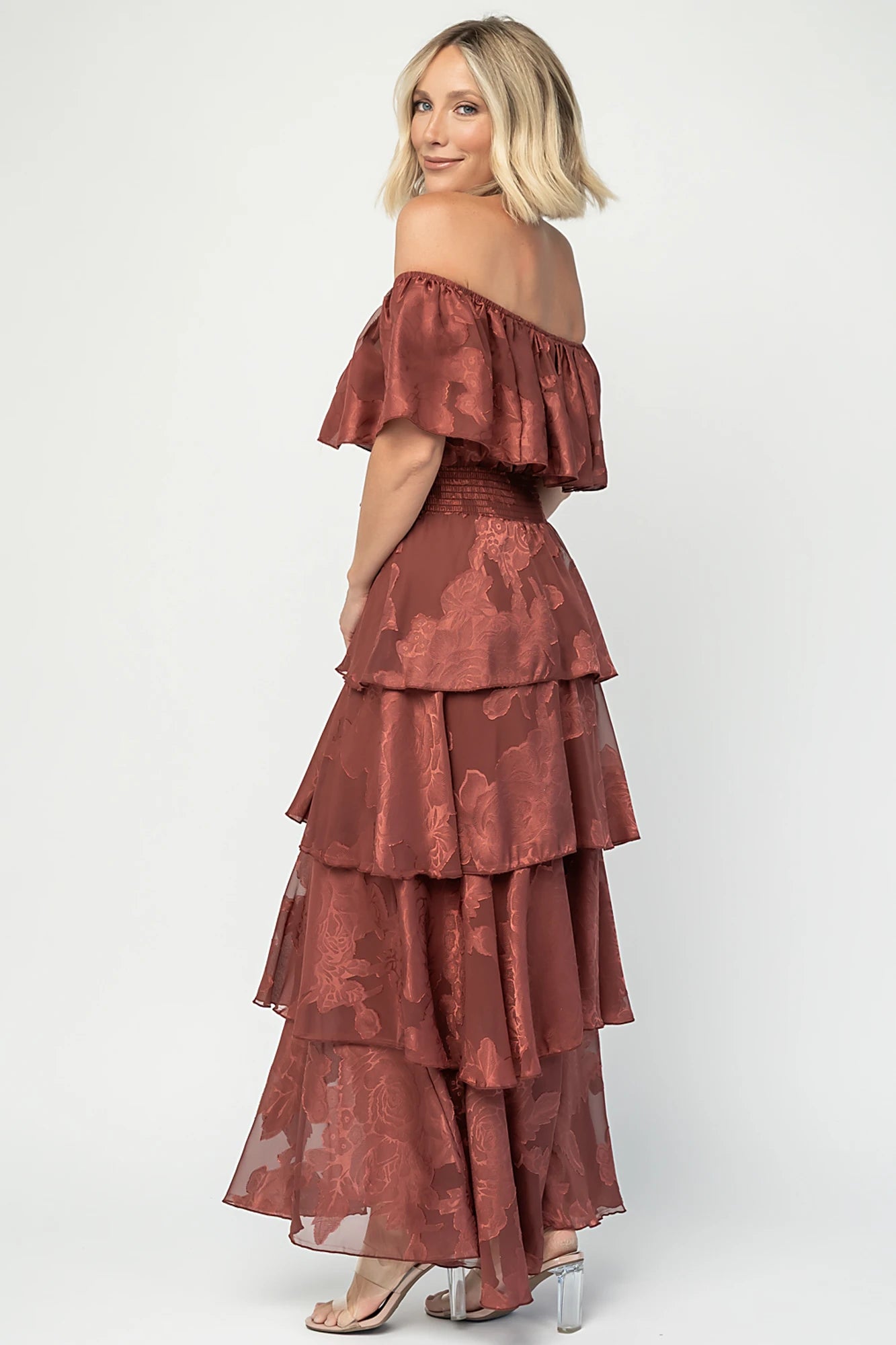 Carina Off Shoulder Maxi Dress | Marsala