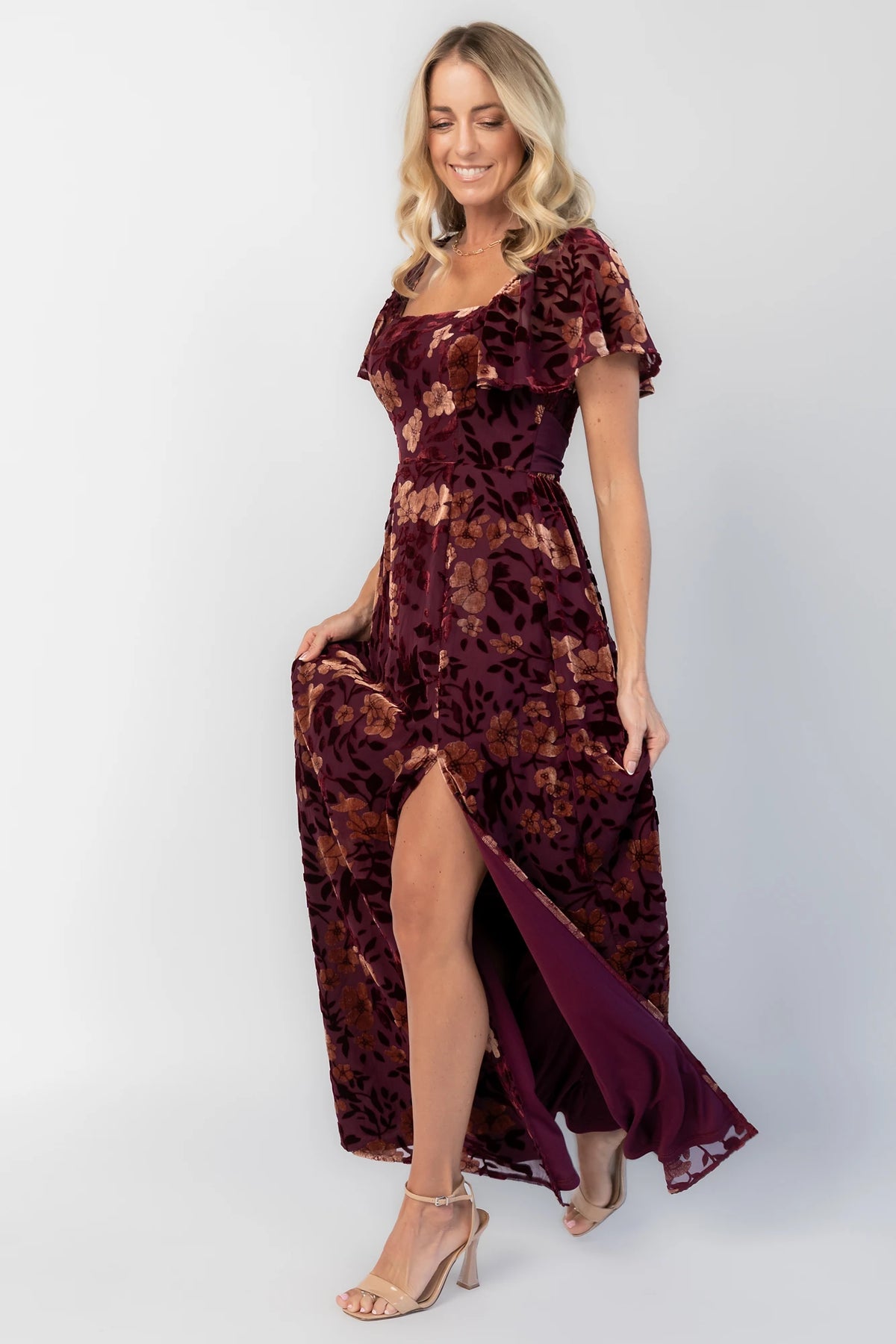 Clio Maxi Dress | Mulberry + Gold Floral