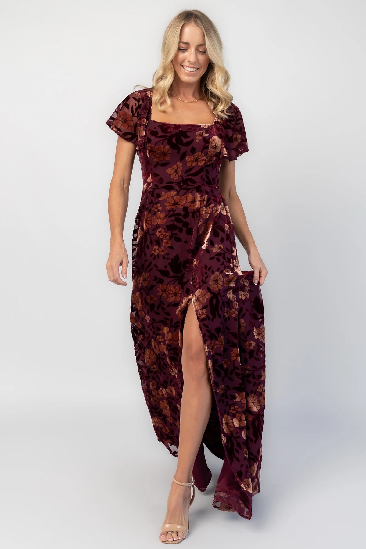 Clio Maxi Dress | Mulberry + Gold Floral