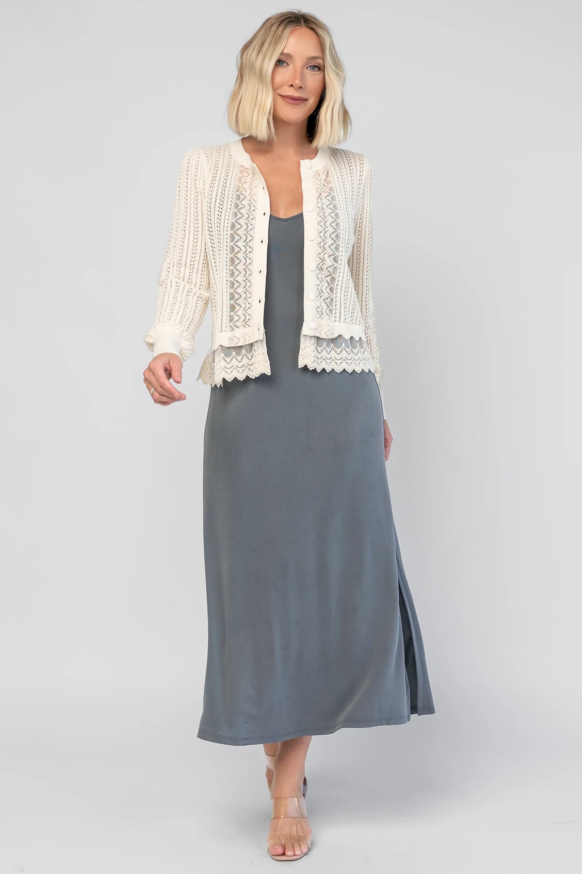 Bethany Pointelle Cardigan | Cream