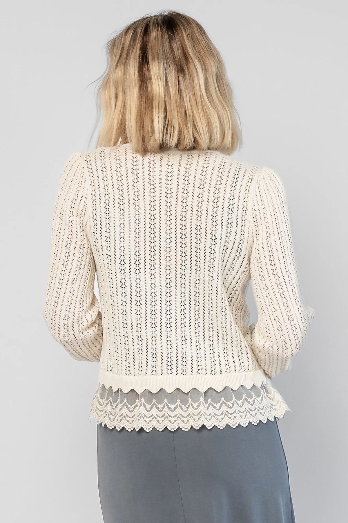 Bethany Pointelle Cardigan | Cream