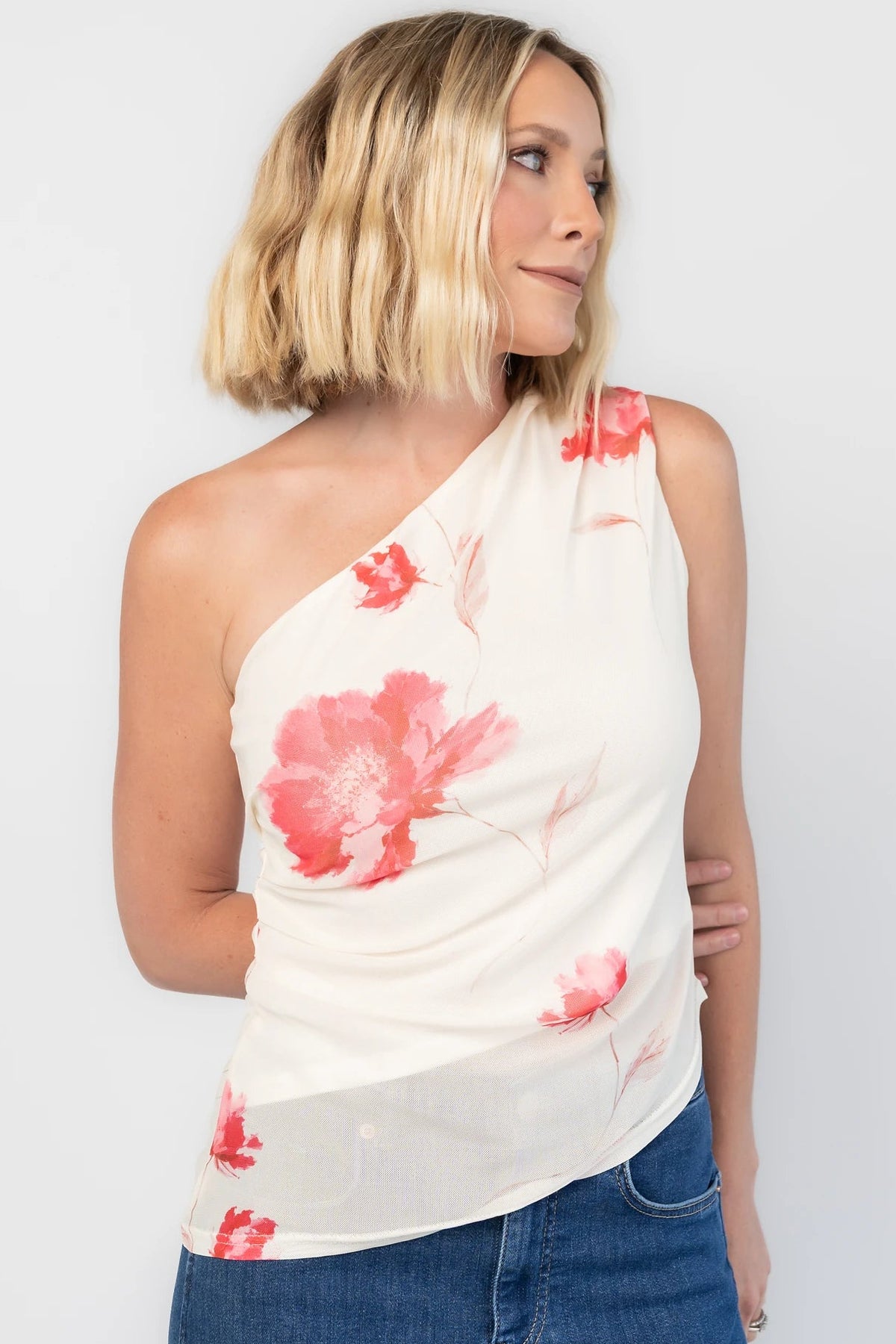 Cleo Mesh Top | Cream Floral