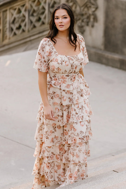 Baltic Born Womens Bliss Tiered Maxi Dress | Vintage Cream Floral