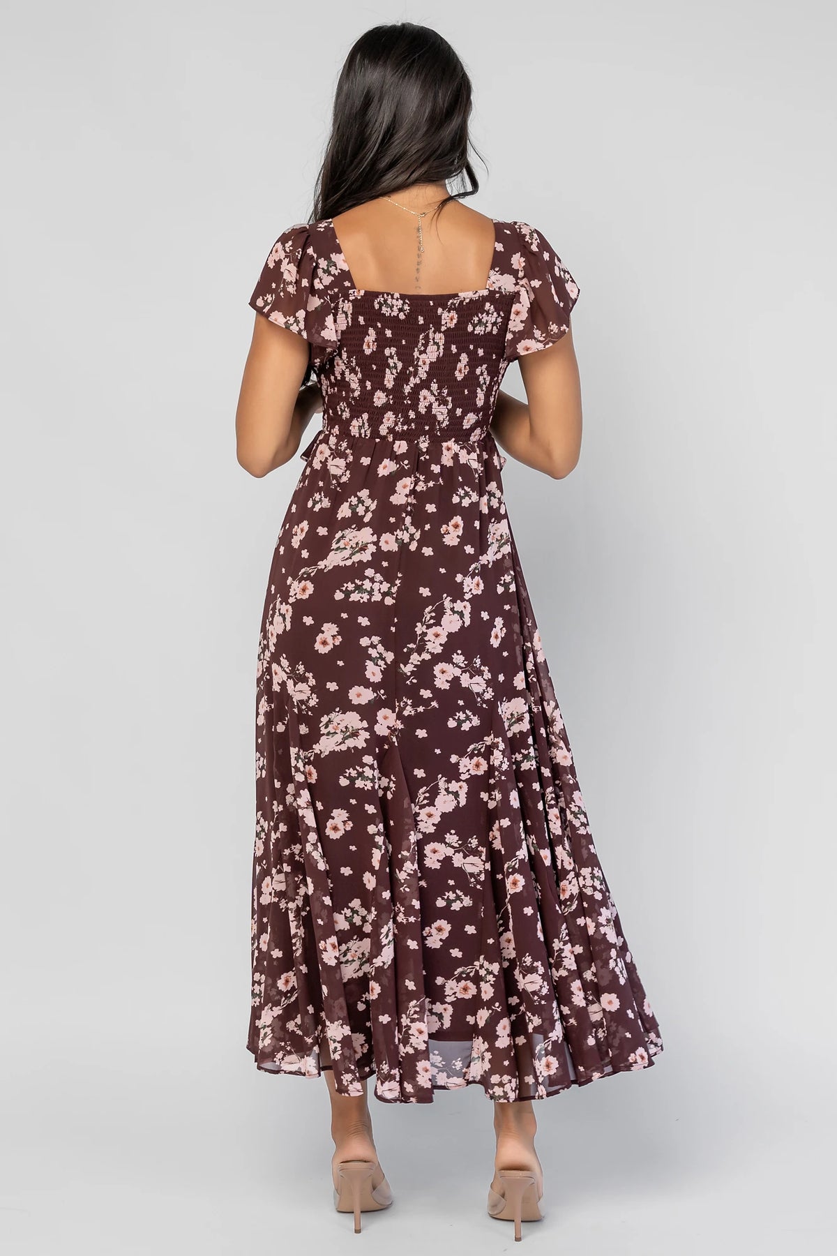 Teuila Midi Dress | Dark Clove + Blush Floral