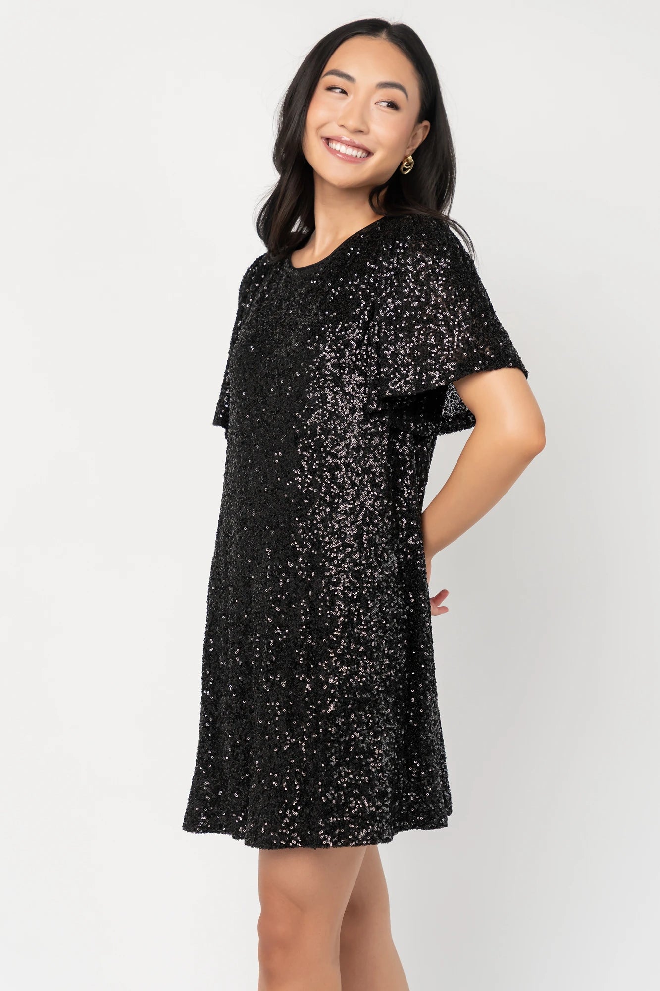 Kimber Sequin Shift Dress | Black