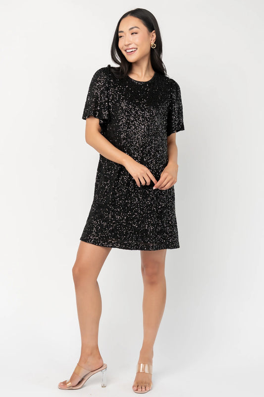 Kimber Sequin Shift Dress | Black