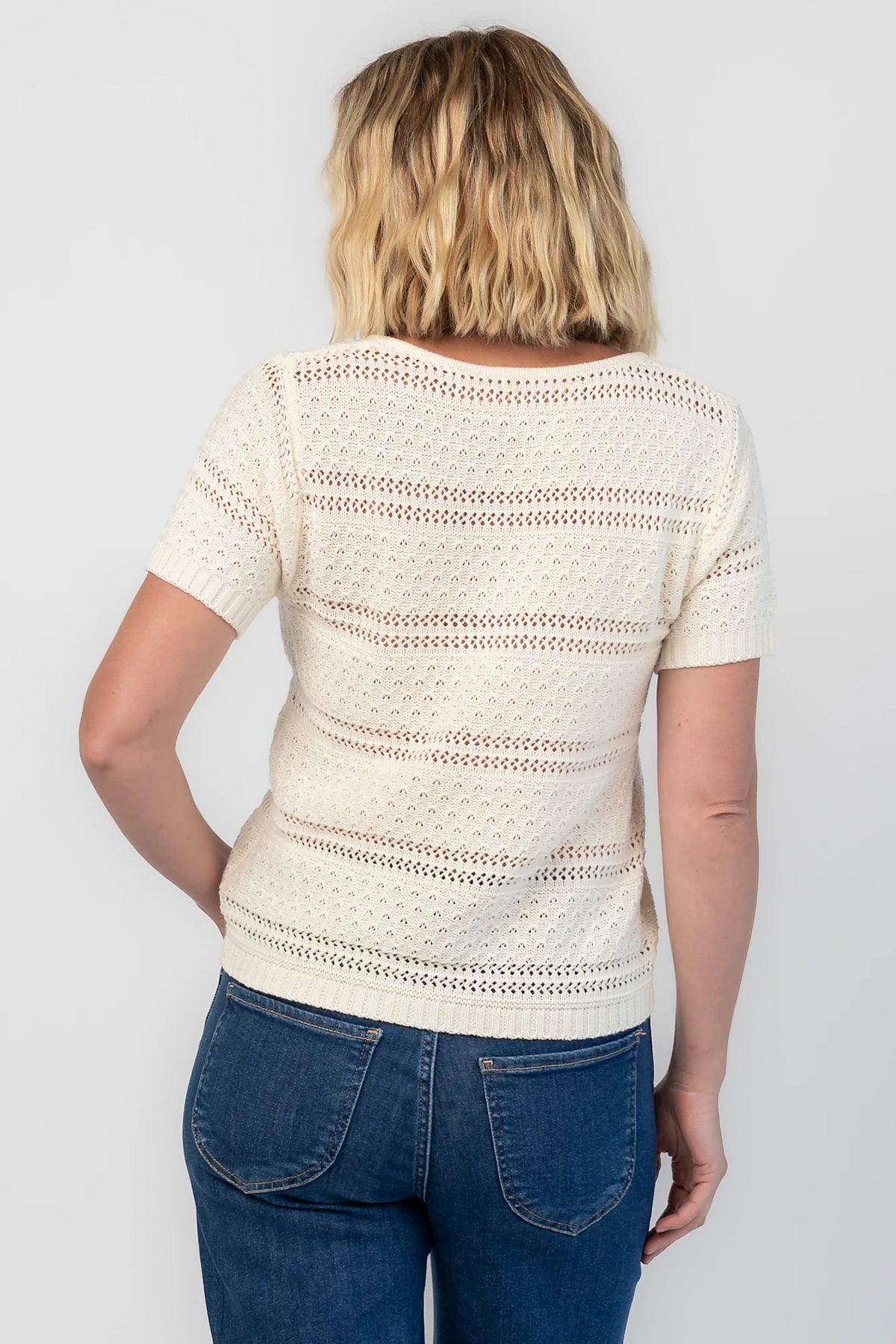 Albon Open Knit Top | Cream