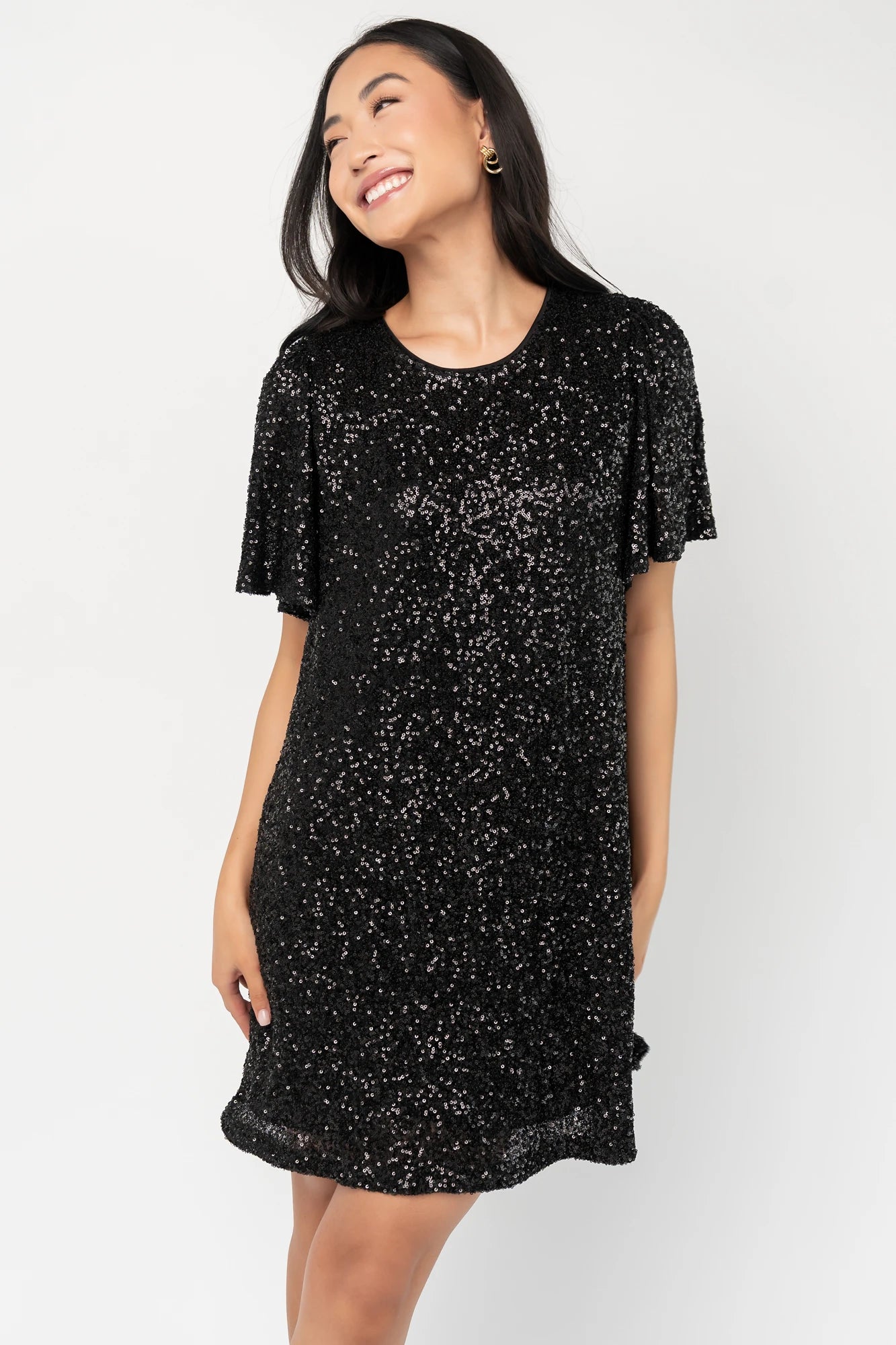 Kimber Sequin Shift Dress | Black