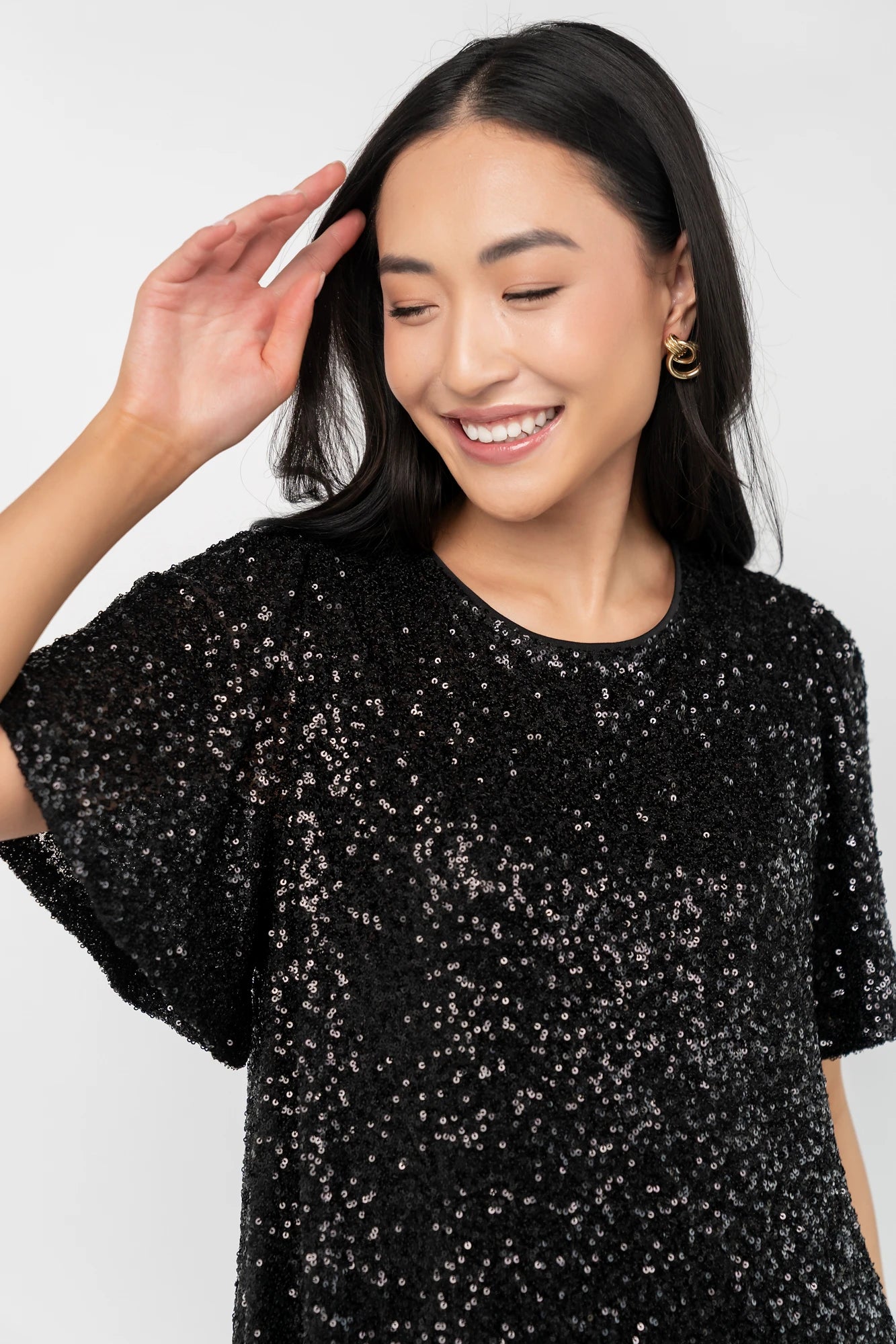 Kimber Sequin Shift Dress | Black