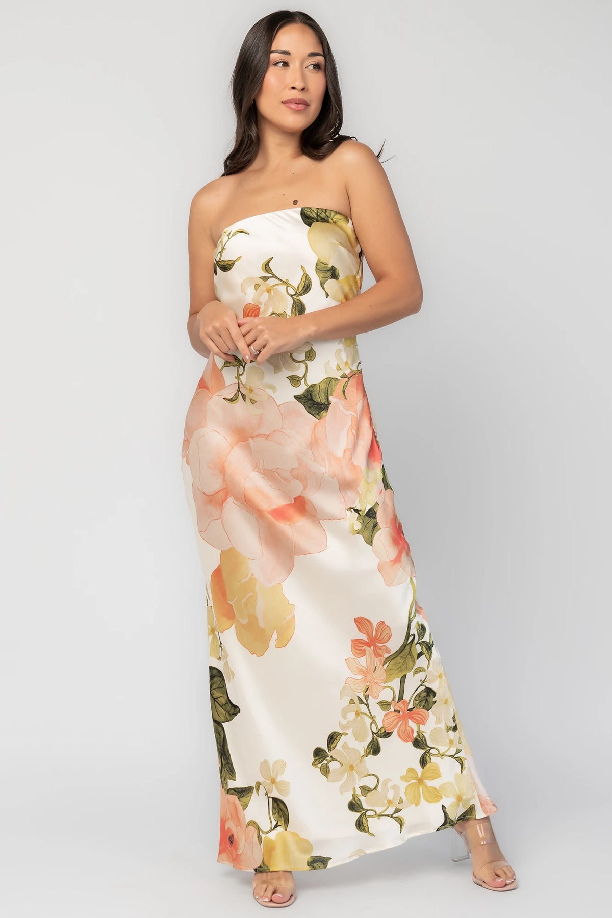 Hermosa Strapless Maxi Dress | Off White Multi Floral