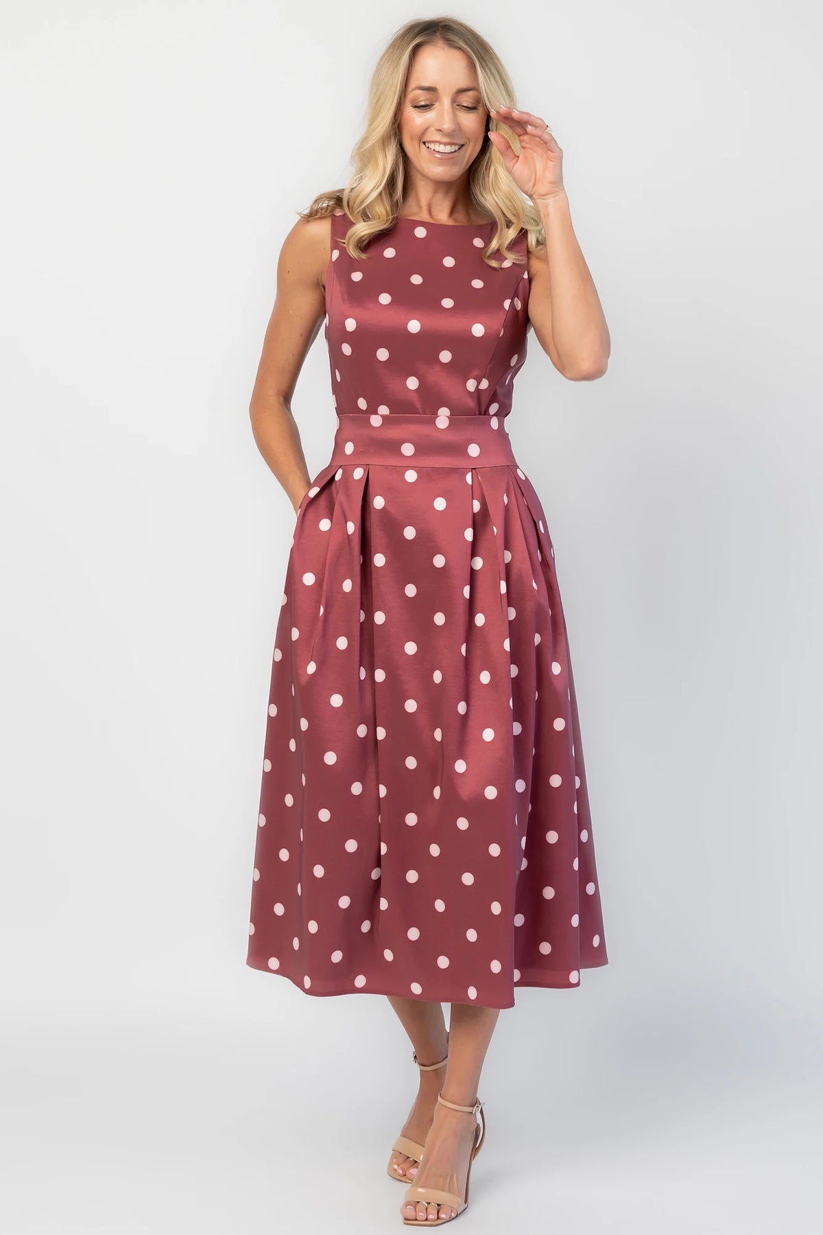 Chiara Midi Dress | Wine + Pink Dot