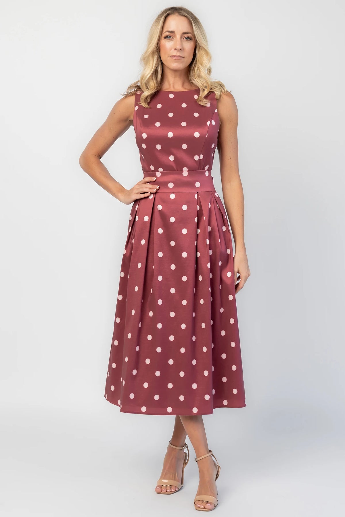 Chiara Midi Dress | Wine + Pink Dot