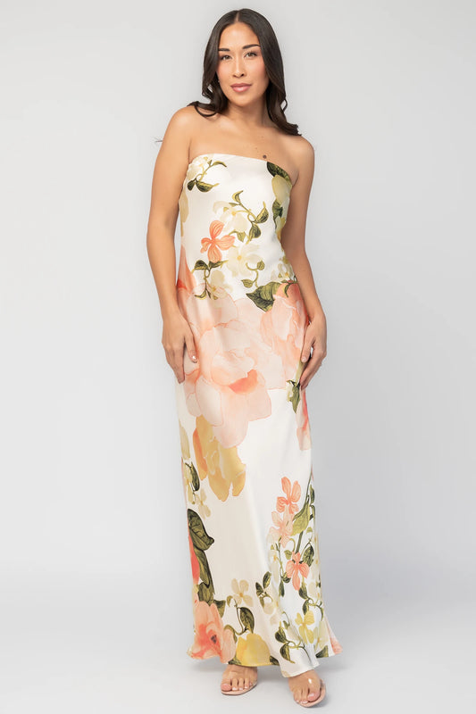 Hermosa Strapless Maxi Dress | Off White Multi Floral