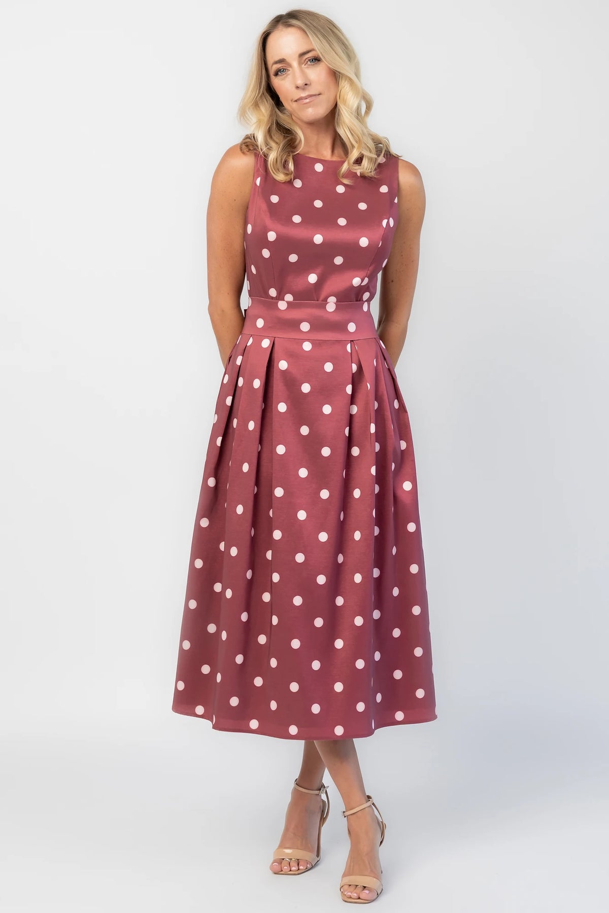 Chiara Midi Dress | Wine + Pink Dot