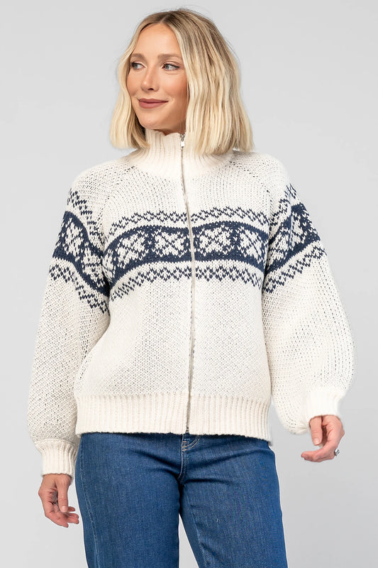 Neve Sweater Jacket | Cream + Navy