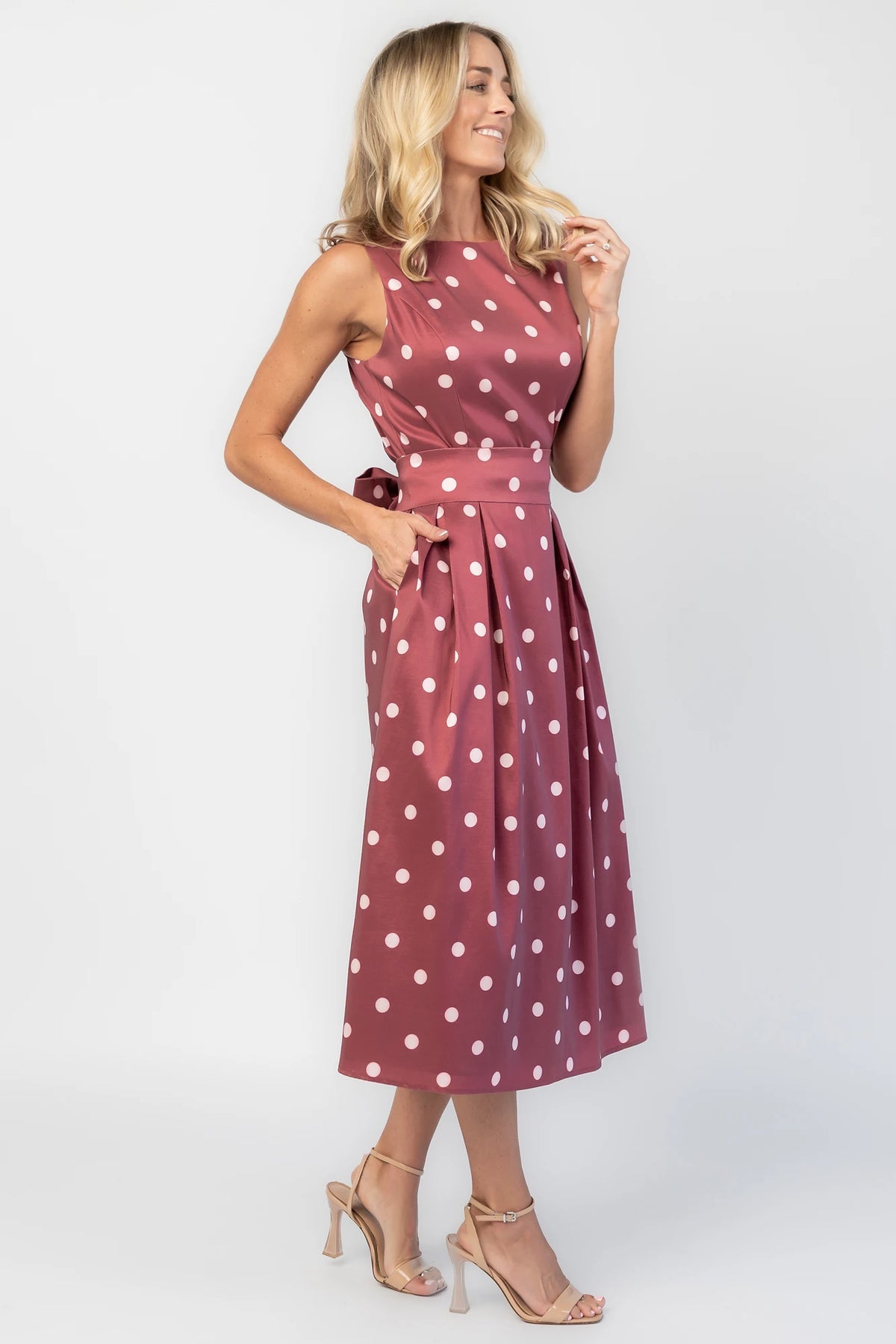 Chiara Midi Dress | Wine + Pink Dot